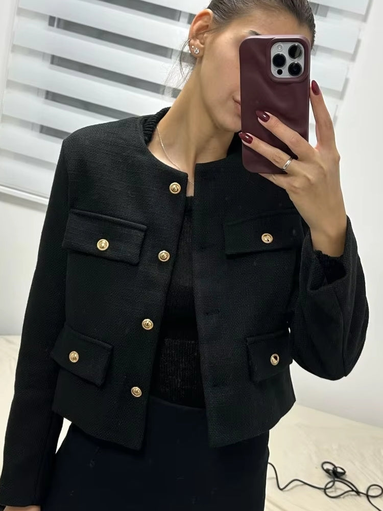 Winter Button Demi-Season Short Coats Work Wear Blazers - Tophatter Daily Deals