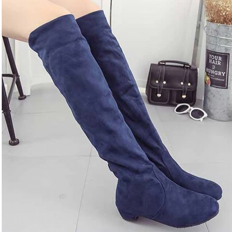 HOT New Arrival Women Boots Square Block Heel Fur Platform Winter Knee High Boots BOOTS - Tophatter Daily Deals