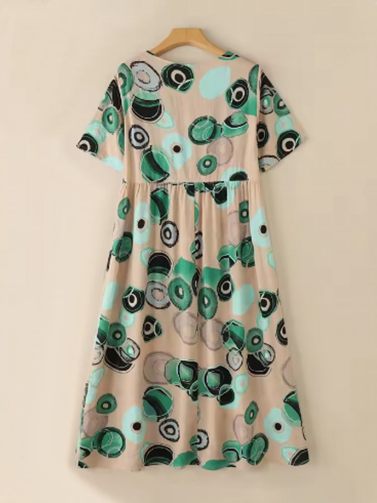 Vintage Printed Round Point Women Maxi Dress Maxi Dresses - Tophatter Daily Deals