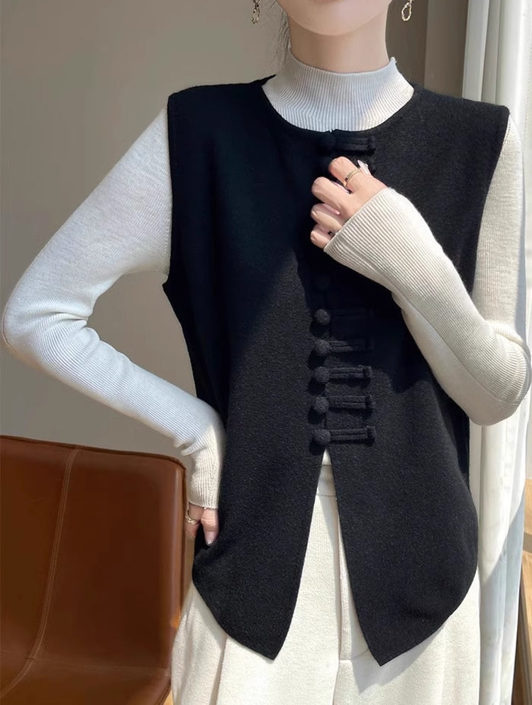 Winter Round Neck Vest Sweater Tops Blouses - Tophatter Daily Deals