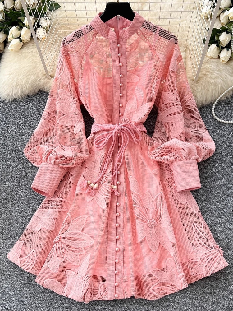 Stand Collar Belt Party Birthday Dress For Women Mini Dresses - Tophatter Daily Deals