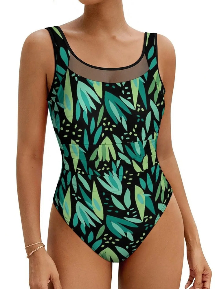 Tropical Leaf Swimsuit Women Push Up Beach Wear Swimwear - Tophatter Daily Deals