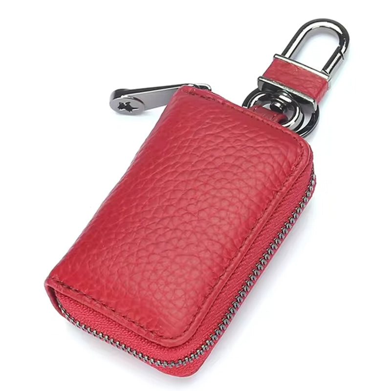 Men Genuine Leather Retro Mini Key Case Bag Large Capcity Fashion Car Key Keychain Wallet Red Men Bags - Tophatter Daily Deals