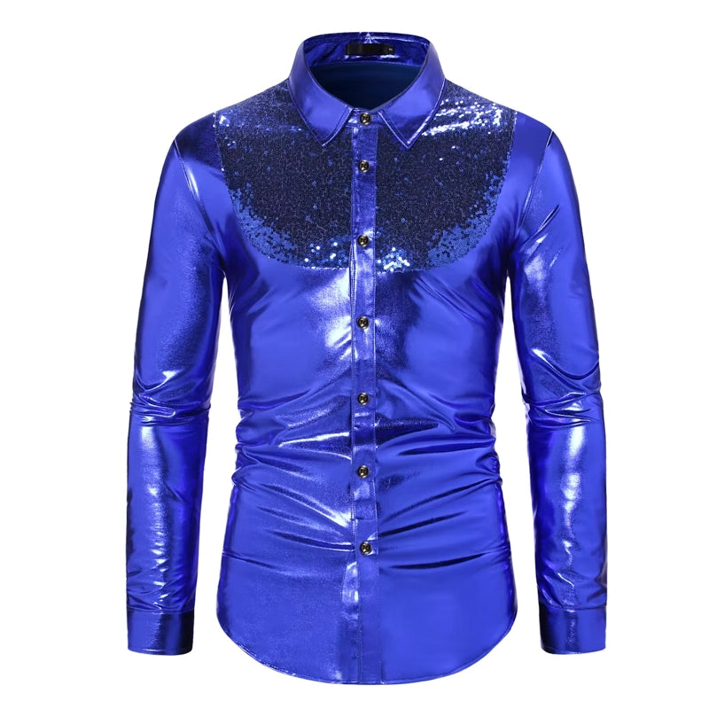 Dance Club Wear Hip Hop Shirt Men Shirts Blue Men's Clothing - Tophatter Daily Deals