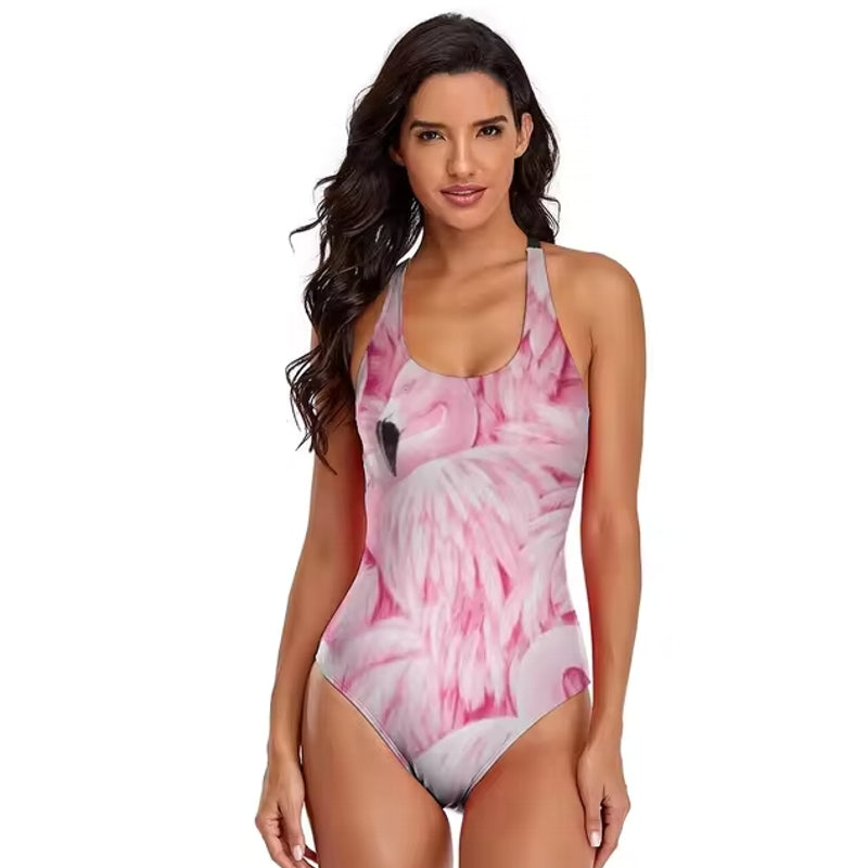 Sexy Women's new flamingo print swimsuit one-piece swimsuit Swimwear - Tophatter Daily Deals
