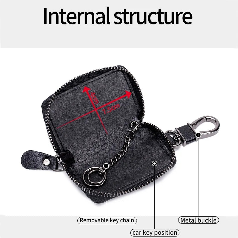 Men Genuine Leather Retro Mini Key Case Bag Large Capcity Fashion Car Key Keychain Wallet Men Bags - Tophatter Daily Deals