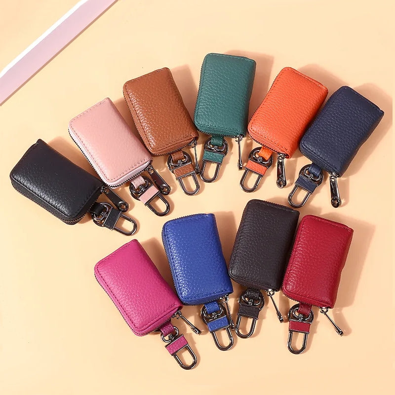 Men Genuine Leather Retro Mini Key Case Bag Large Capcity Fashion Car Key Keychain Wallet Men Bags - Tophatter Daily Deals