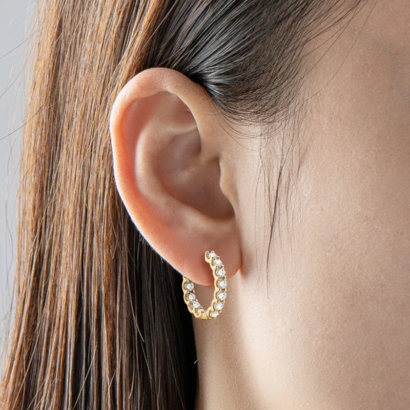 Sparkling Jewelry Hoops Stud Earrings Gold Earrings - Tophatter Daily Deals