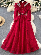 Luxury Beading Lace Embroidered Formal Evening Dress Maxi Dresses - Tophatter Daily Deals