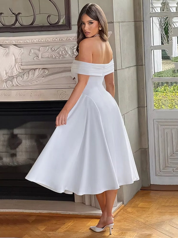 Off-shoulder Backless Sexy Midi Dress Midi Dresses - Tophatter Daily Deals