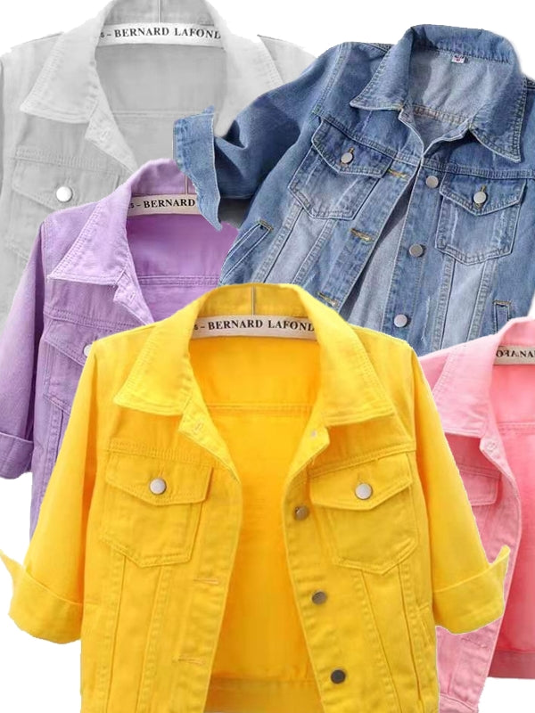 Women Colorful Denim Jacket Coats & Jackets - Tophatter Daily Deals