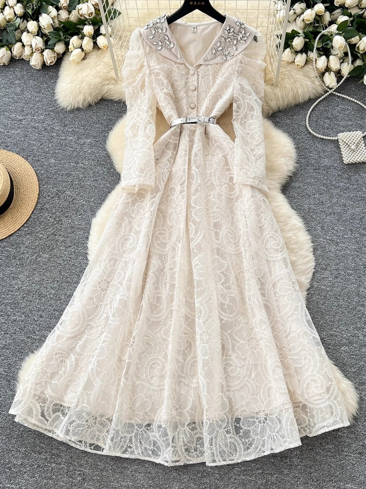 Luxury Beading Lace Embroidered Formal Evening Dress Maxi Dresses - Tophatter Daily Deals