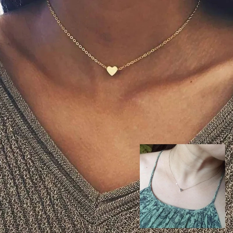 Crystal Zircon Heart Star Charm Pendant Necklace Silver Necklace - Tophatter Daily Deals