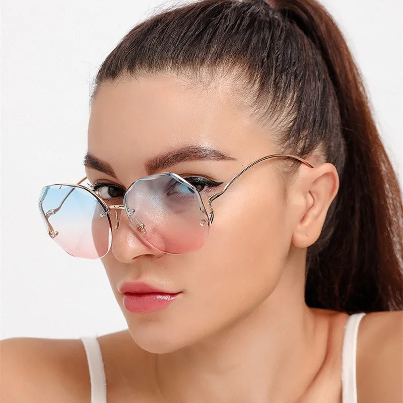 Fashion Polygon Gradient Eye Sunglasses For Women UV400 Sunglasses - Tophatter Daily Deals
