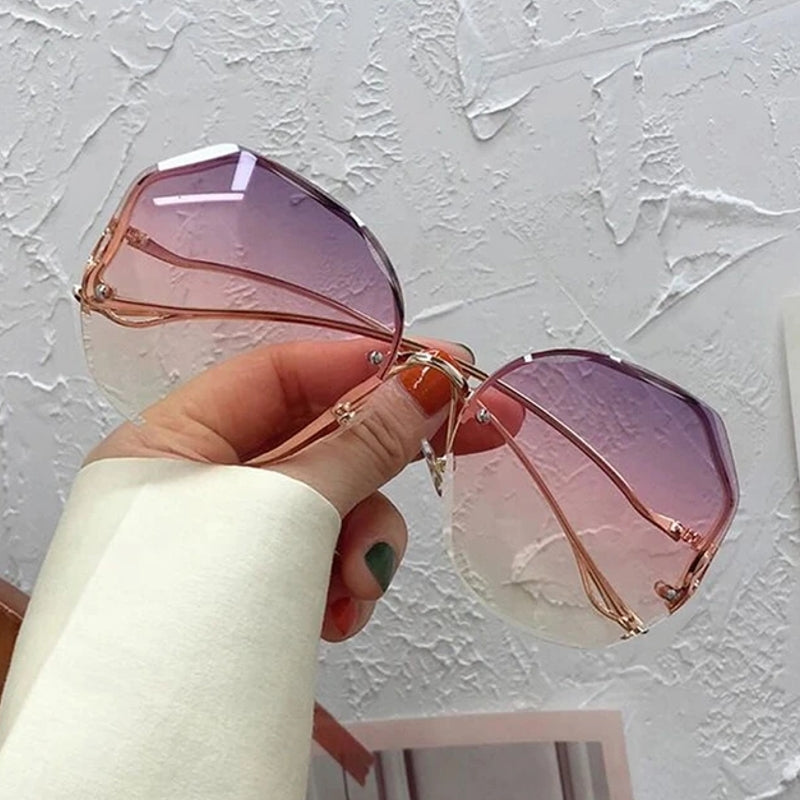 Fashion Polygon Gradient Eye Sunglasses For Women UV400 Gold Purple Pink Sunglasses - Tophatter Daily Deals