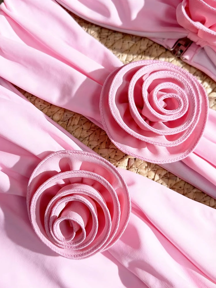 Sexy Pink 3D Flower Swimwear Women Bathers Swimwear - Tophatter Daily Deals