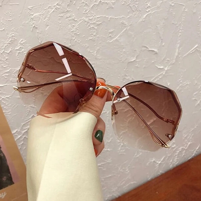 Fashion Polygon Gradient Eye Sunglasses For Women UV400 Gold Brown Sunglasses - Tophatter Daily Deals