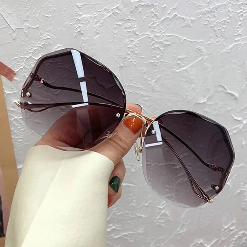 Fashion Polygon Gradient Eye Sunglasses For Women UV400 Gold All Gray Sunglasses - Tophatter Daily Deals