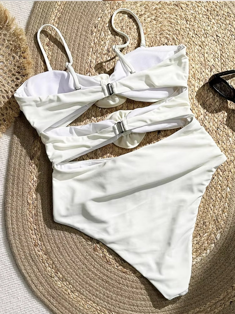 Sexy Pink 3D Flower Swimwear Women Bathers Swimwear - Tophatter Daily Deals