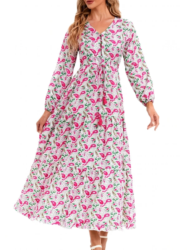 Bohemia Elegant Long Sleeve Maxi Dress Maxi Dresses - Tophatter Daily Deals