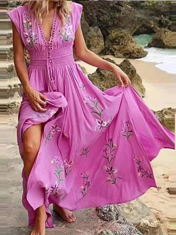 Fashion Sexy Slim Floral Skirt Midi Dresses - Tophatter Daily Deals