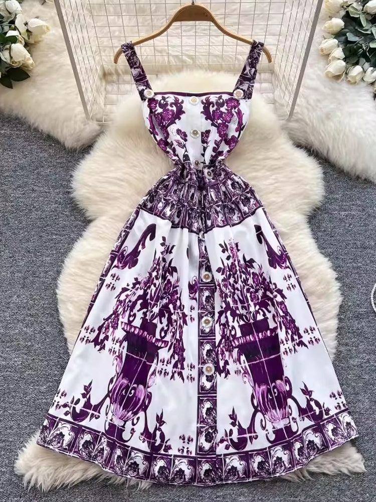 Summer Holiday Purple Flower Mini Dress Mini Dresses - Tophatter Daily Deals