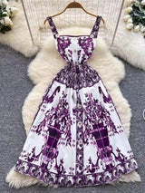 Summer Holiday Purple Flower Mini Dress Mini Dresses - Tophatter Daily Deals