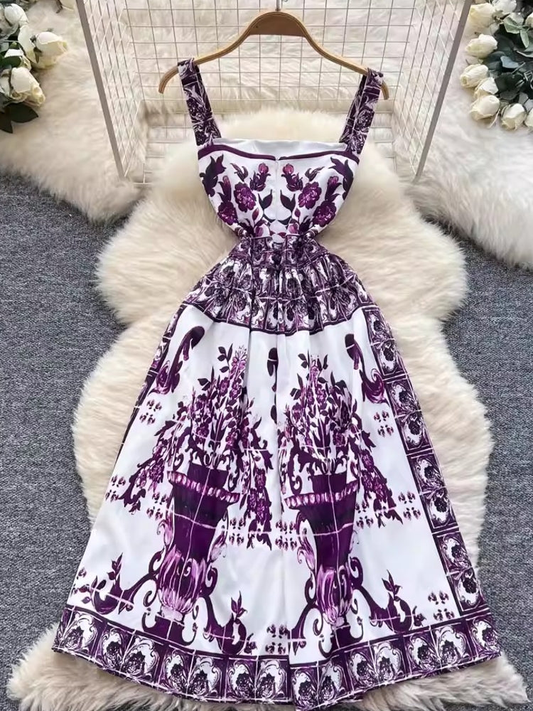 Summer Holiday Purple Flower Mini Dress Mini Dresses - Tophatter Daily Deals
