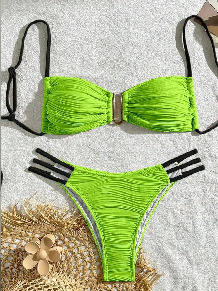 Sexy Bikinis Swimsuits Women Swimwear Push Up Wear Apple Green Swimwear - Tophatter Daily Deals