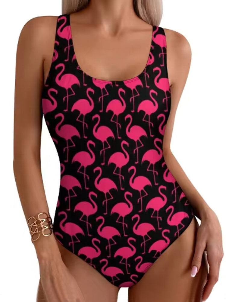 Sexy Women's new flamingo print swimsuit one-piece swimsuit Swimwear - Tophatter Daily Deals
