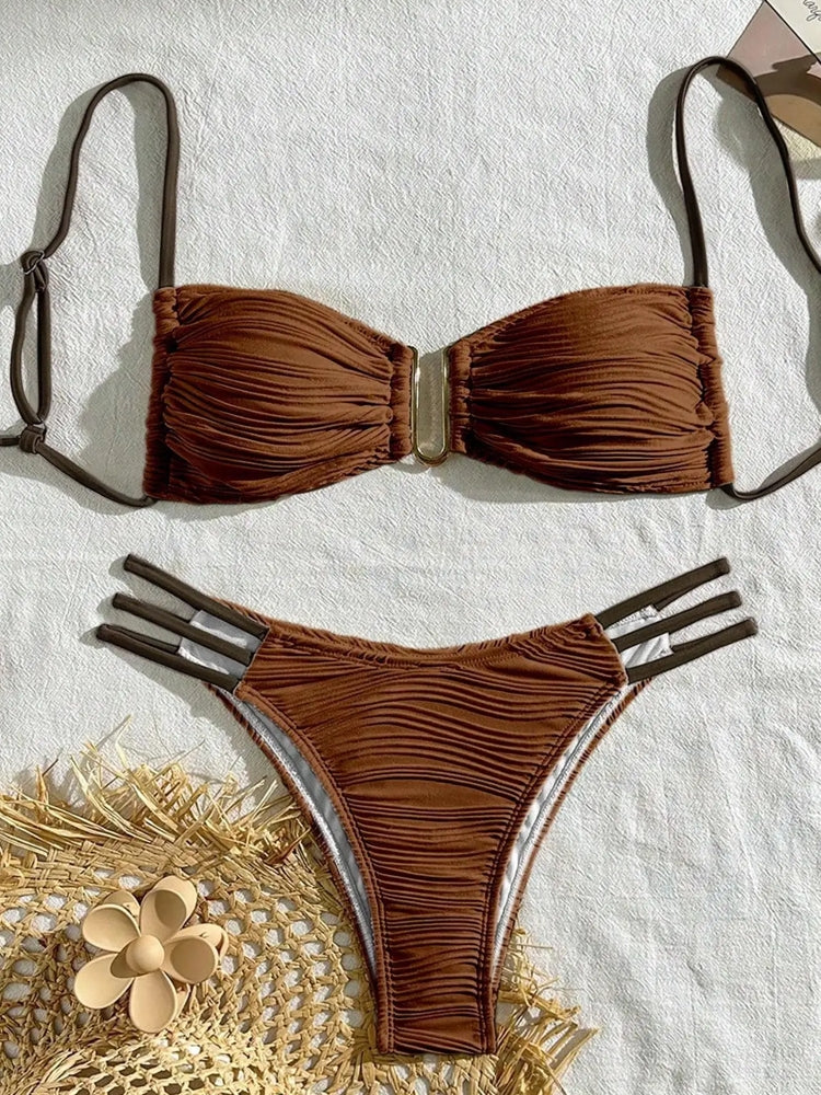 Sexy Bikinis Swimsuits Women Swimwear Push Up Wear Brown Swimwear - Tophatter Daily Deals