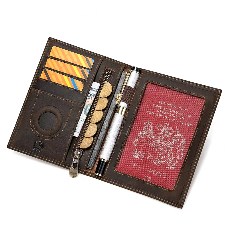 Men Genuine Leather RFID Anti-theft Passport Case Clutch Purse Hand Carry Card Holder Wallet Men Bags - Tophatter Daily Deals