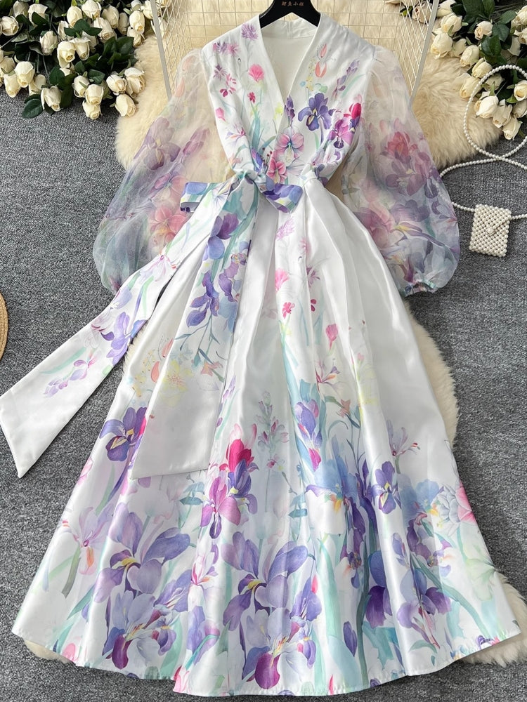 Women V-Neck Gorgeous Flower Long Party Wrap Dress Maxi Dresses - Tophatter Daily Deals