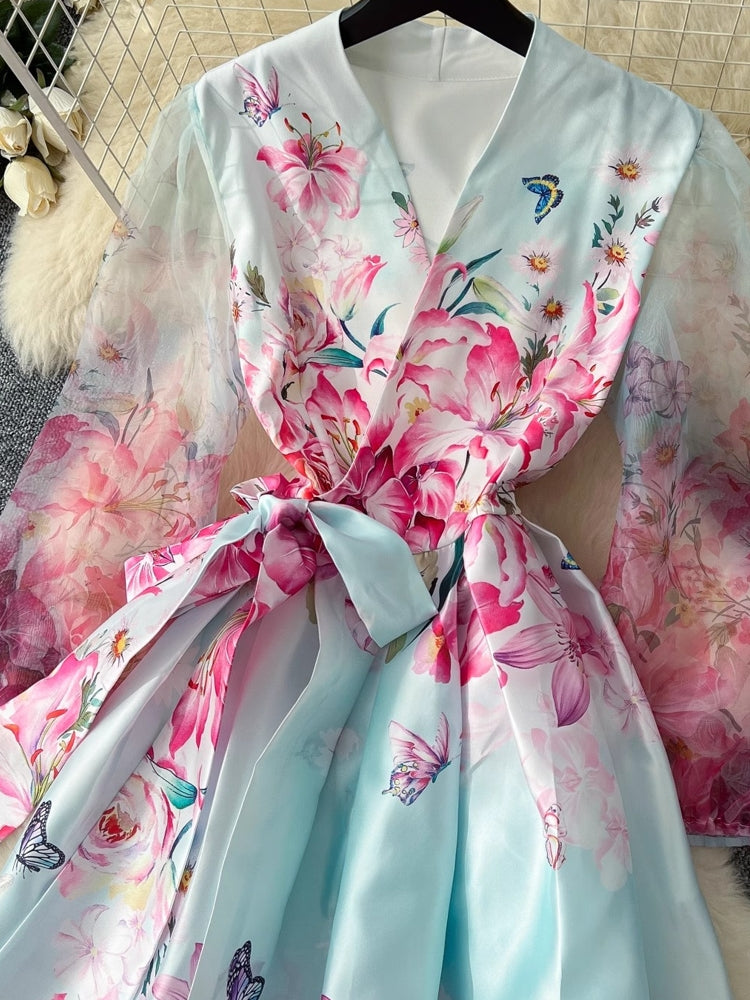 Women V-Neck Gorgeous Flower Long Party Wrap Dress Maxi Dresses - Tophatter Daily Deals