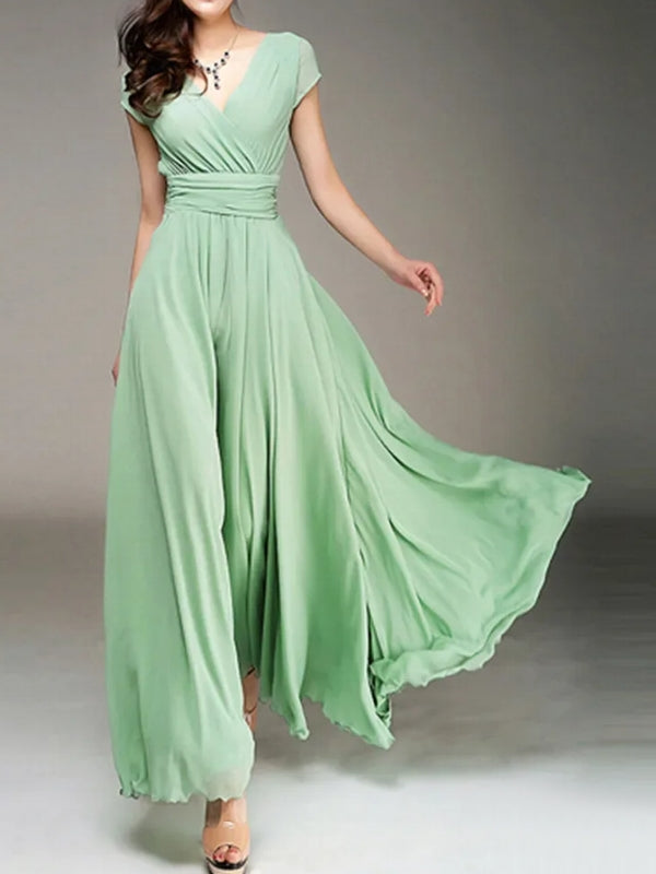 Long Cocktail Chiffon Evening Dress Light Green Maxi Dresses - Tophatter Daily Deals