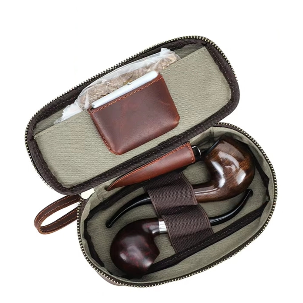 Portable Herb Smoke Pipe Case Leather Bag Men Bags - Tophatter Daily Deals
