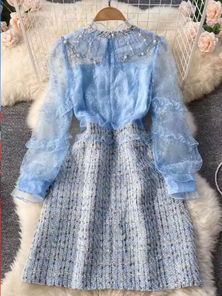 Women Ruffles Luxious Beading Party Dress Midi Dresses - Tophatter Daily Deals