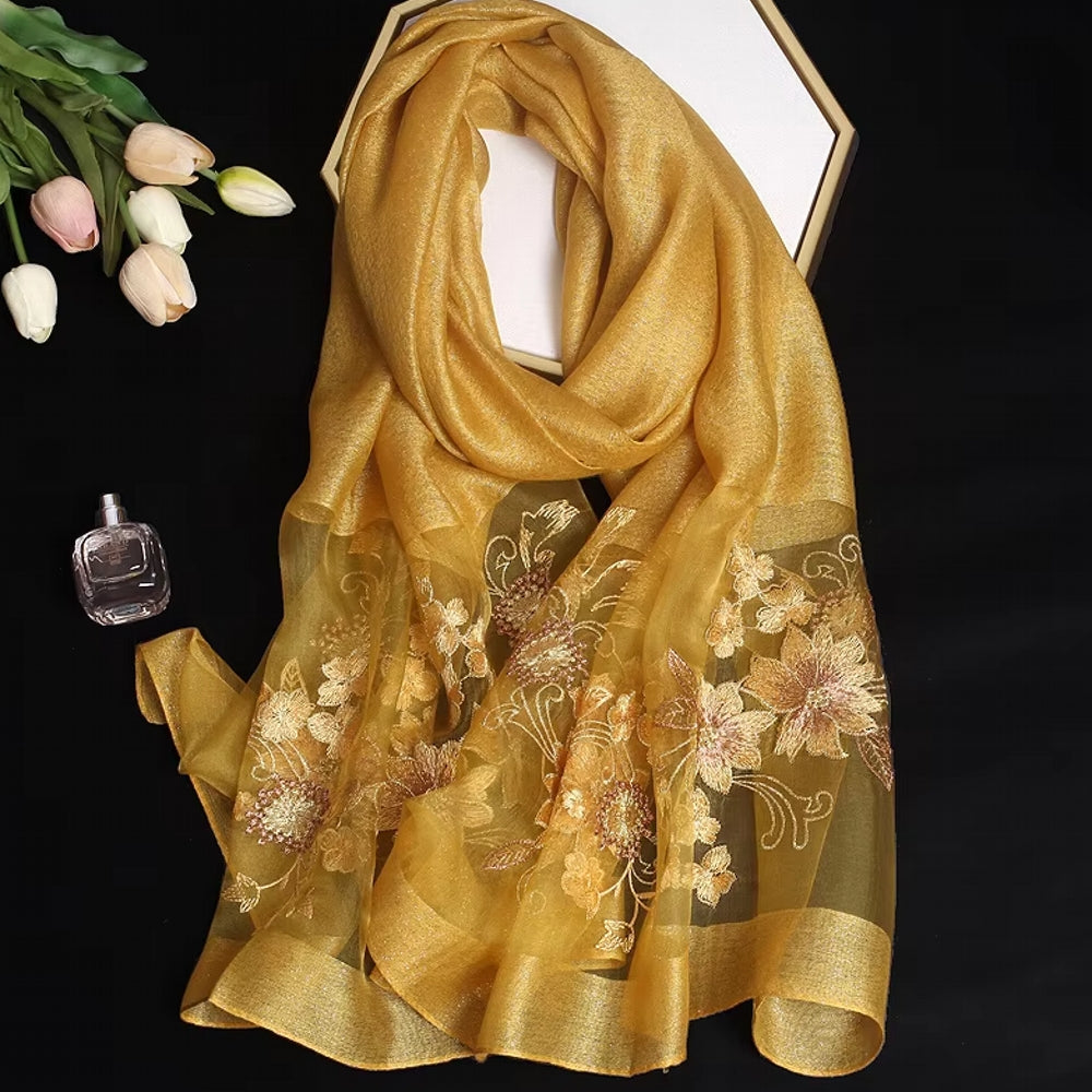 Luxury Silk Shawl Scarf for Women Yellow Shawl Scarf - Tophatter Daily Deals