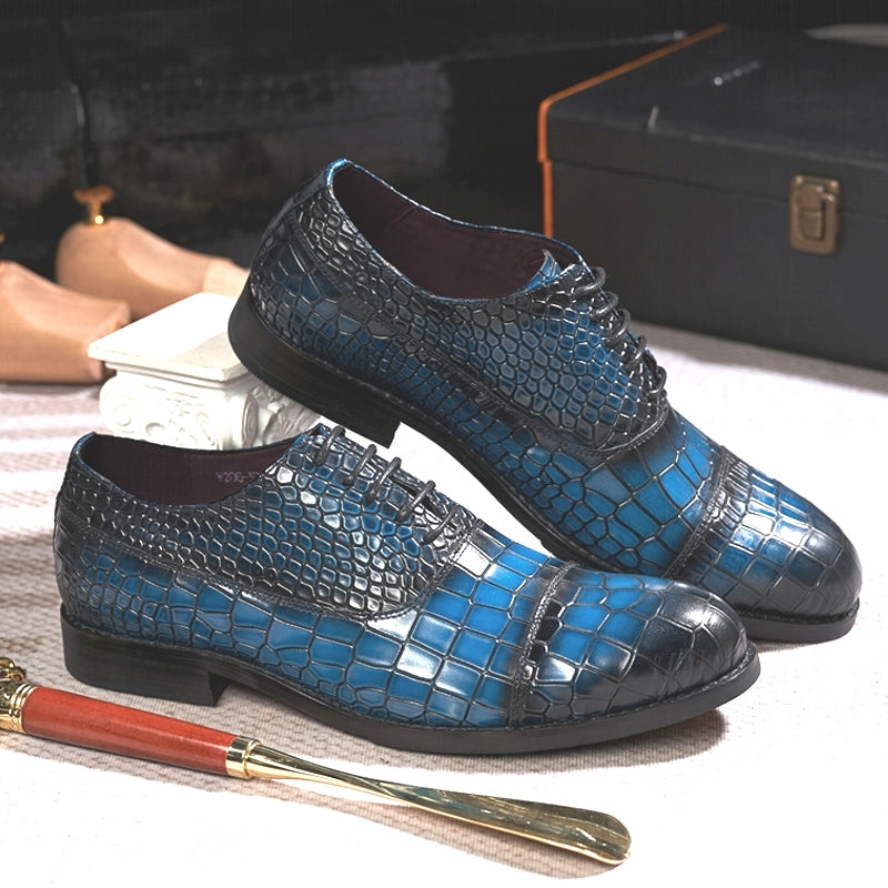 Leather Cap Toe Alligator Shoes for Men Leather Shoes - Tophatter Daily Deals
