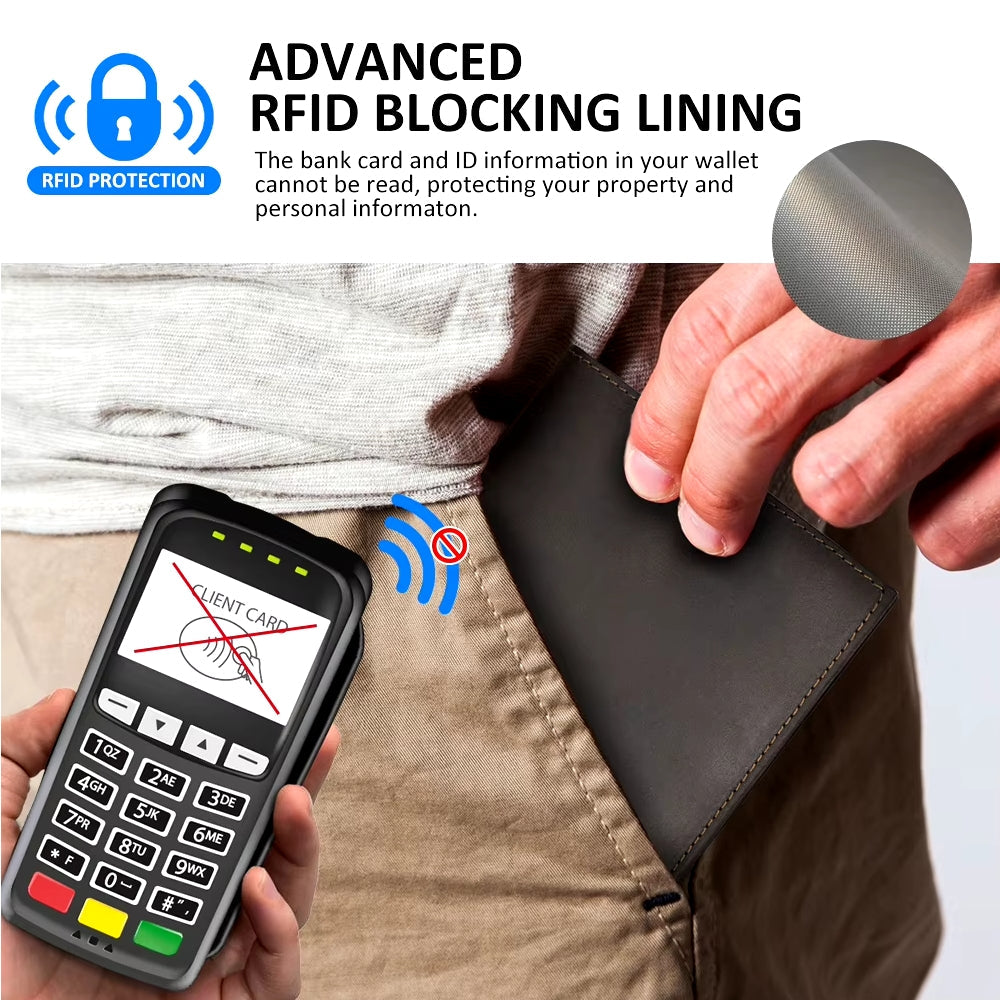 Men Genuine Leather RFID Anti-theft Passport Case Clutch Purse Hand Carry Card Holder Wallet Men Bags - Tophatter Daily Deals