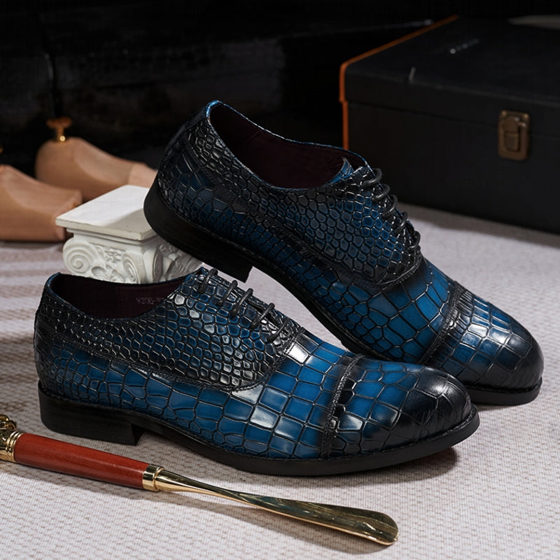 Leather Cap Toe Alligator Shoes for Men Leather Shoes - Tophatter Daily Deals