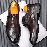 Men's Leather Carved Block Shoes Men Shoes - Tophatter Daily Deals