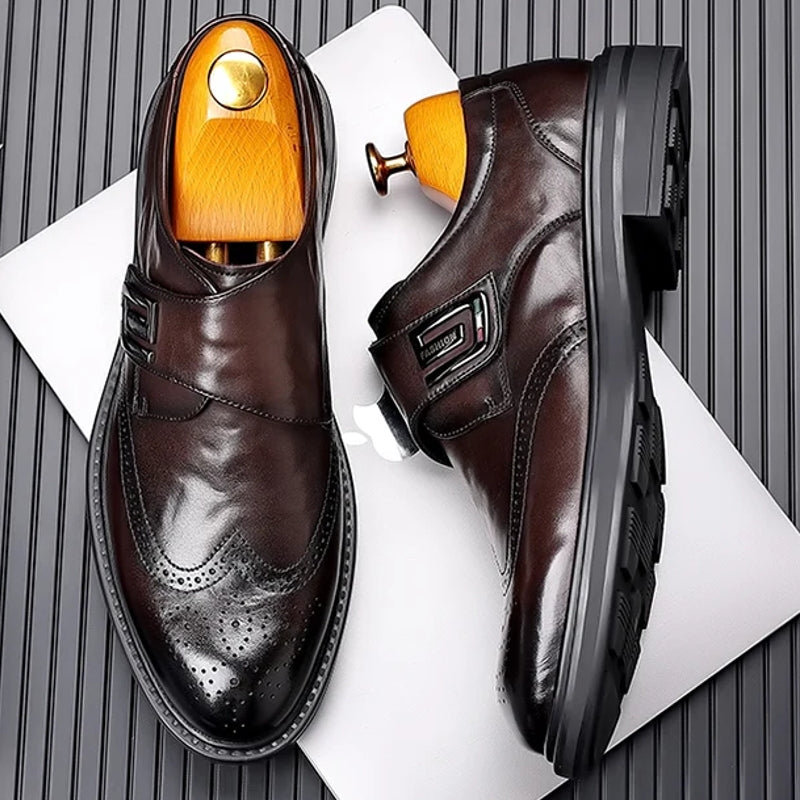 Men's Leather Carved Block Shoes Men Shoes - Tophatter Daily Deals