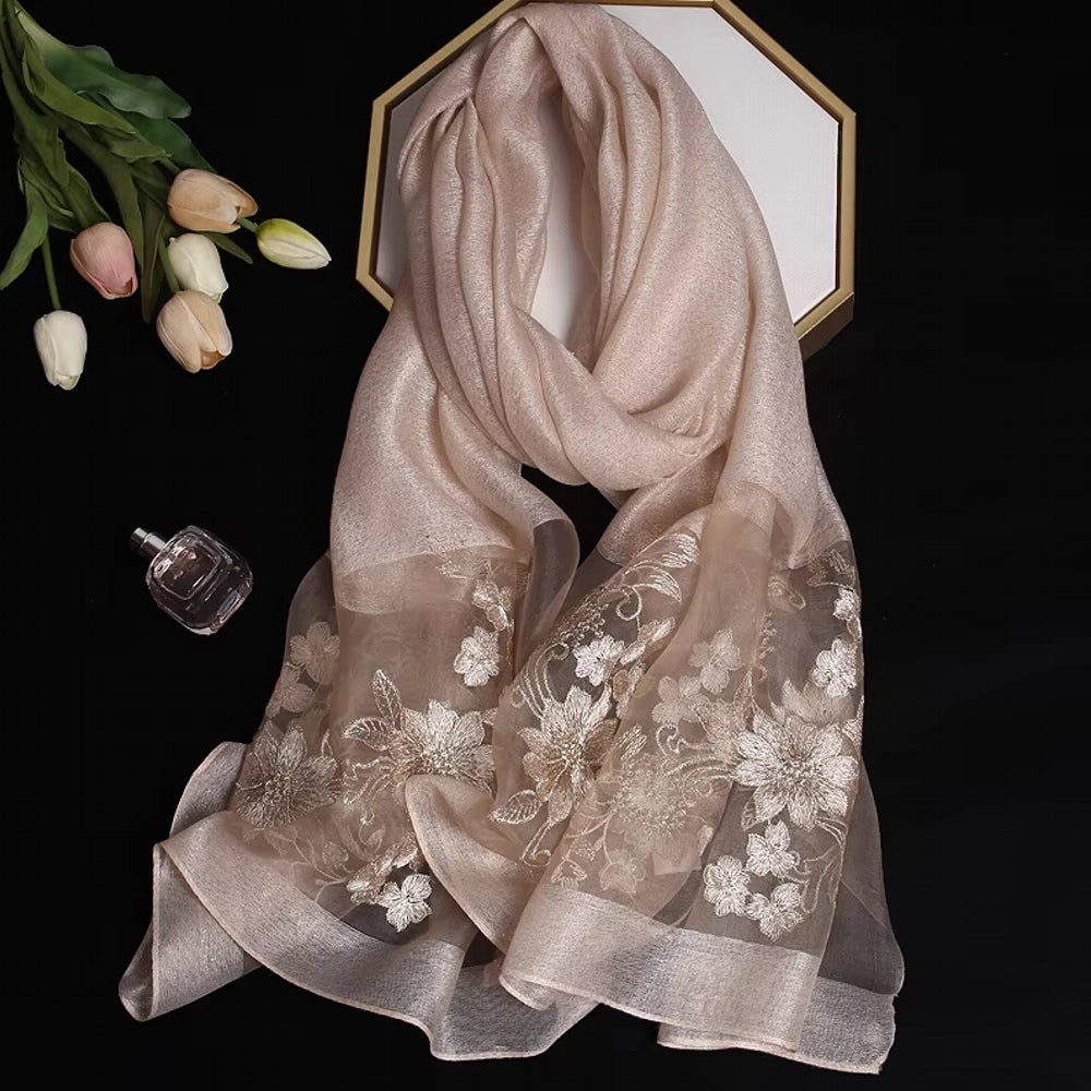 Luxury Silk Shawl Scarf for Women Gold Shawl Scarf - Tophatter Daily Deals