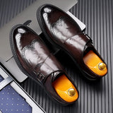 Men's Leather Carved Block Shoes Men Shoes - Tophatter Daily Deals