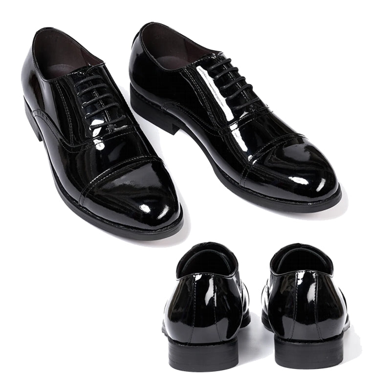 Mens Oxfords Genuine Black Patent Leather Men Dresses Shoes - Tophatter Daily Deals
