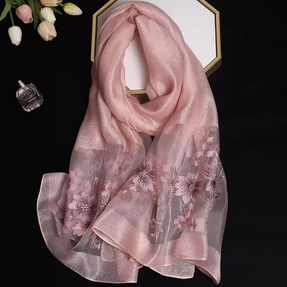 Luxury Silk Shawl Scarf for Women Pink Shawl Scarf - Tophatter Daily Deals