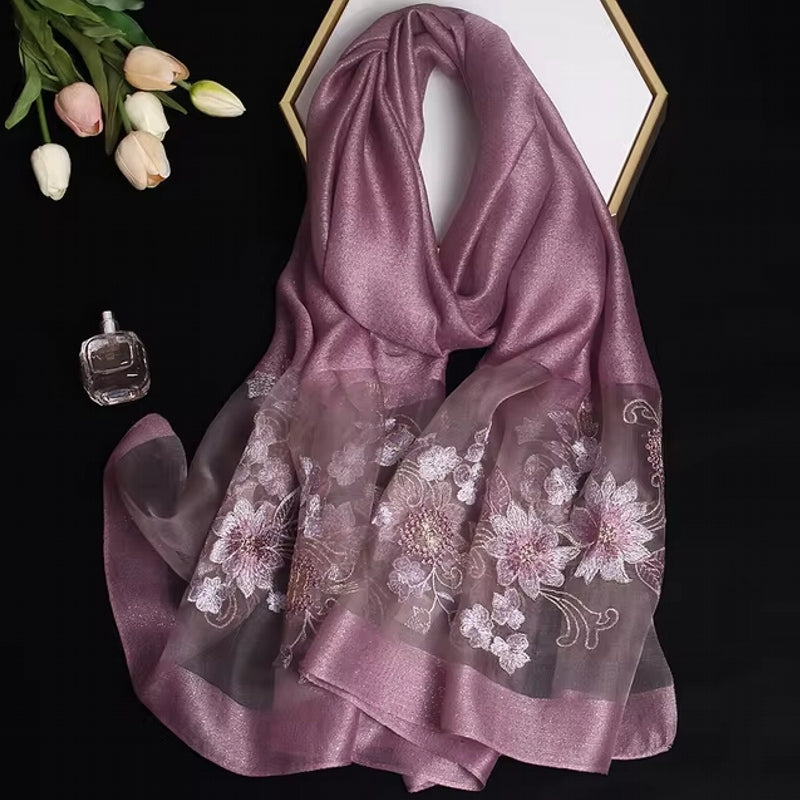 Luxury Silk Shawl Scarf for Women Purple Shawl Scarf - Tophatter Daily Deals