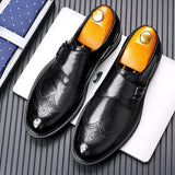 Men's Leather Carved Block Shoes Men Shoes - Tophatter Daily Deals