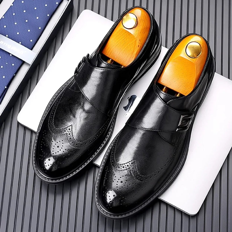Men's Leather Carved Block Shoes Men Shoes - Tophatter Daily Deals